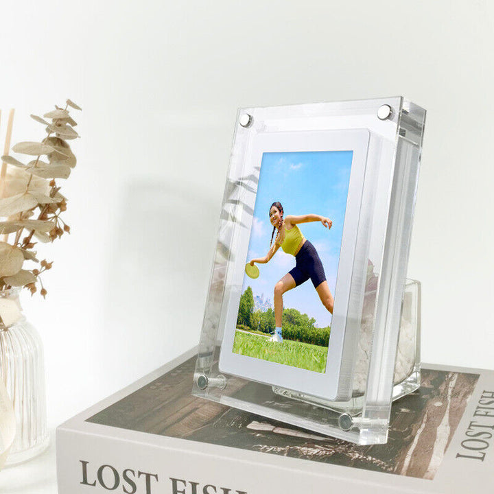 Acrylic Digital Photo Frame | Clear Modern Display Stand