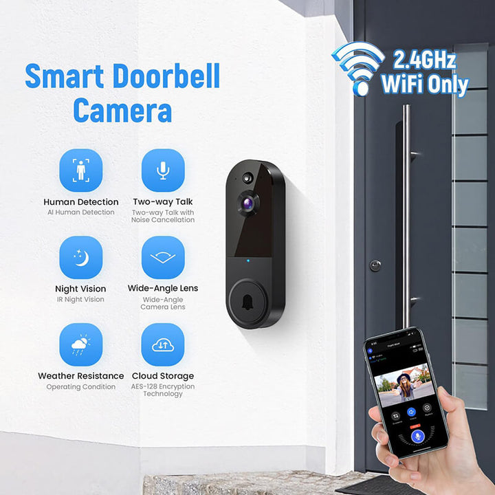 Wireless Video Doorbell Camera | AI Motion Detection 1080P