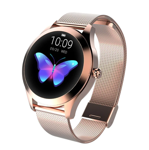 Smart Fitness Watch | Rose Gold Mesh Band Display