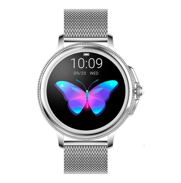 Smart Fitness Watch | Rose Gold Mesh Band Display