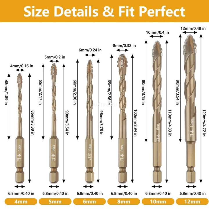 Professional Masonry Drill Bit Set | Titanium-Coated Multi-Surface Kit