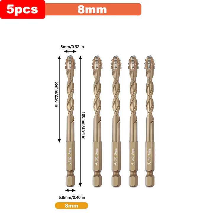 Professional Masonry Drill Bit Set | Titanium-Coated Multi-Surface Kit
