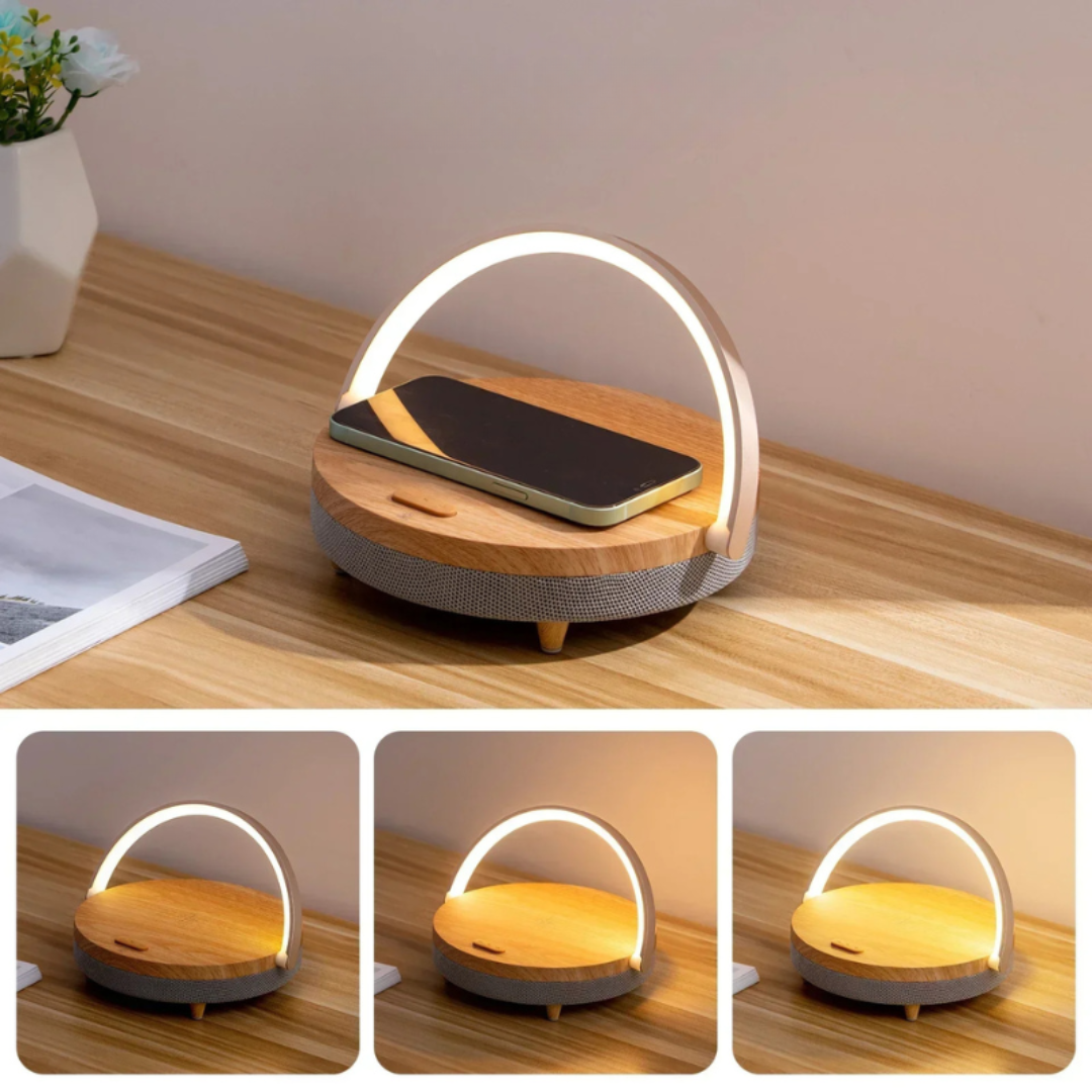Wireless Charging Table Lamp | LED Light with Bluetooth Speaker