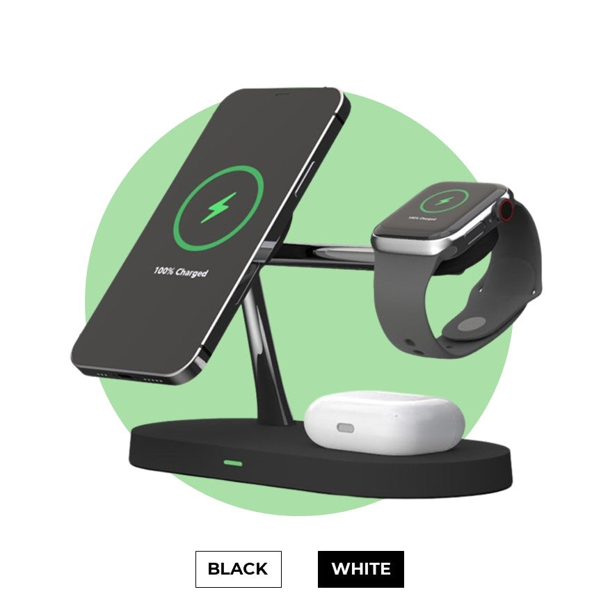 Wireless Charging Station | 4-in-1 Multi Device Stand with LED Light