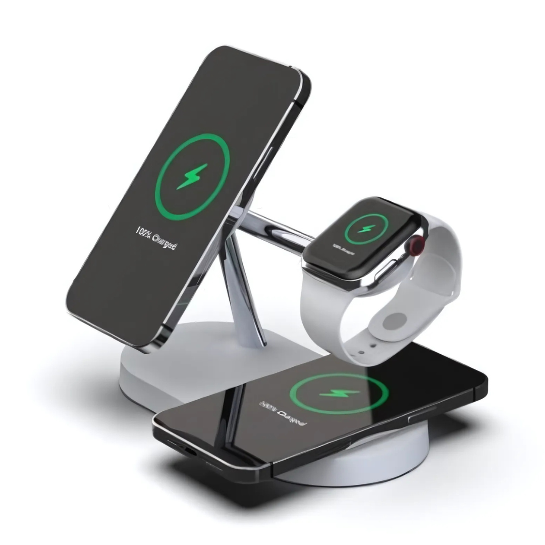 Wireless Charging Station | 4-in-1 Multi Device Stand with LED Light