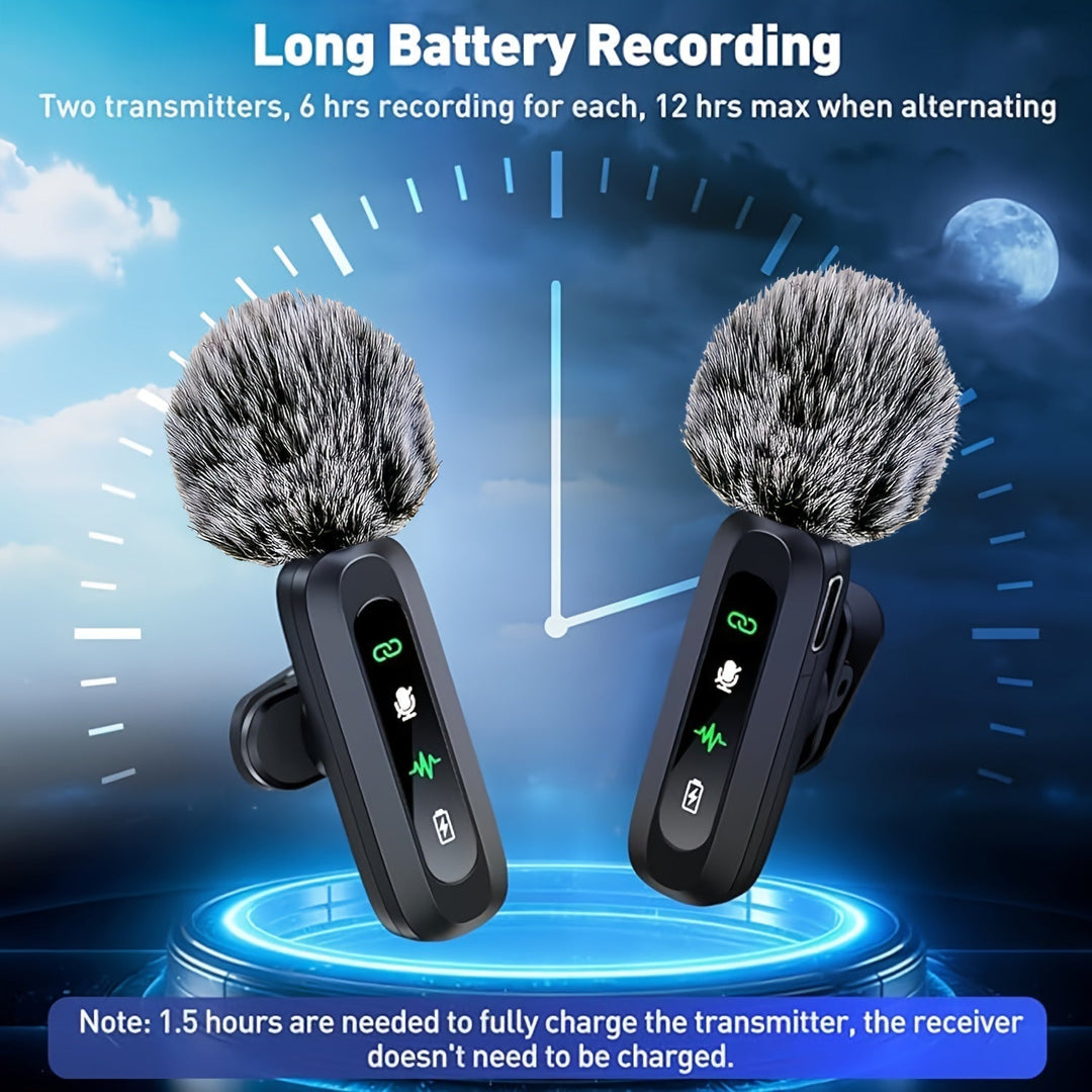 Wireless Lavalier Microphone | Dual USB-C Recording System