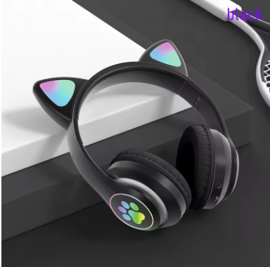 Gaming Headphones Cat Ears | LED RGB Light Foldable Headset